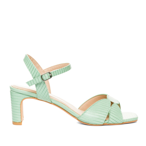 Mint embossed faux leather sandals