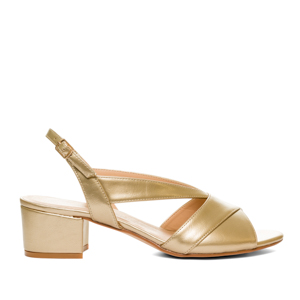 Gold faux leather sandals
