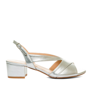 Silver faux leather sandals