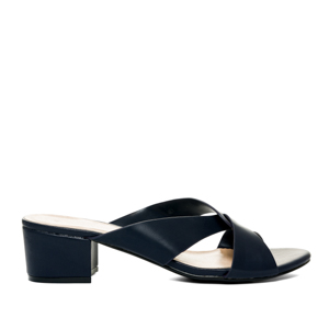 Navy faux leather mules