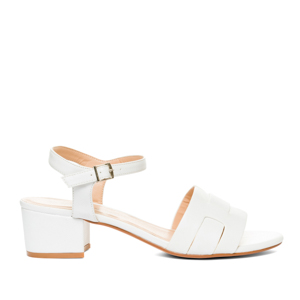 White faux leather sandals