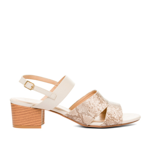 Off-white embossed faux leather sandals