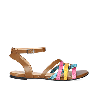 Multicolored embossed faux leather sandals