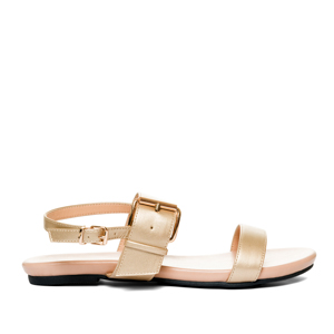 Gold faux leather flat sandals
