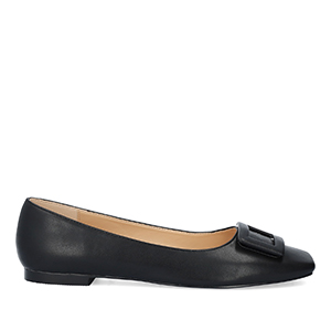 Flat ballerinas in black faux leather