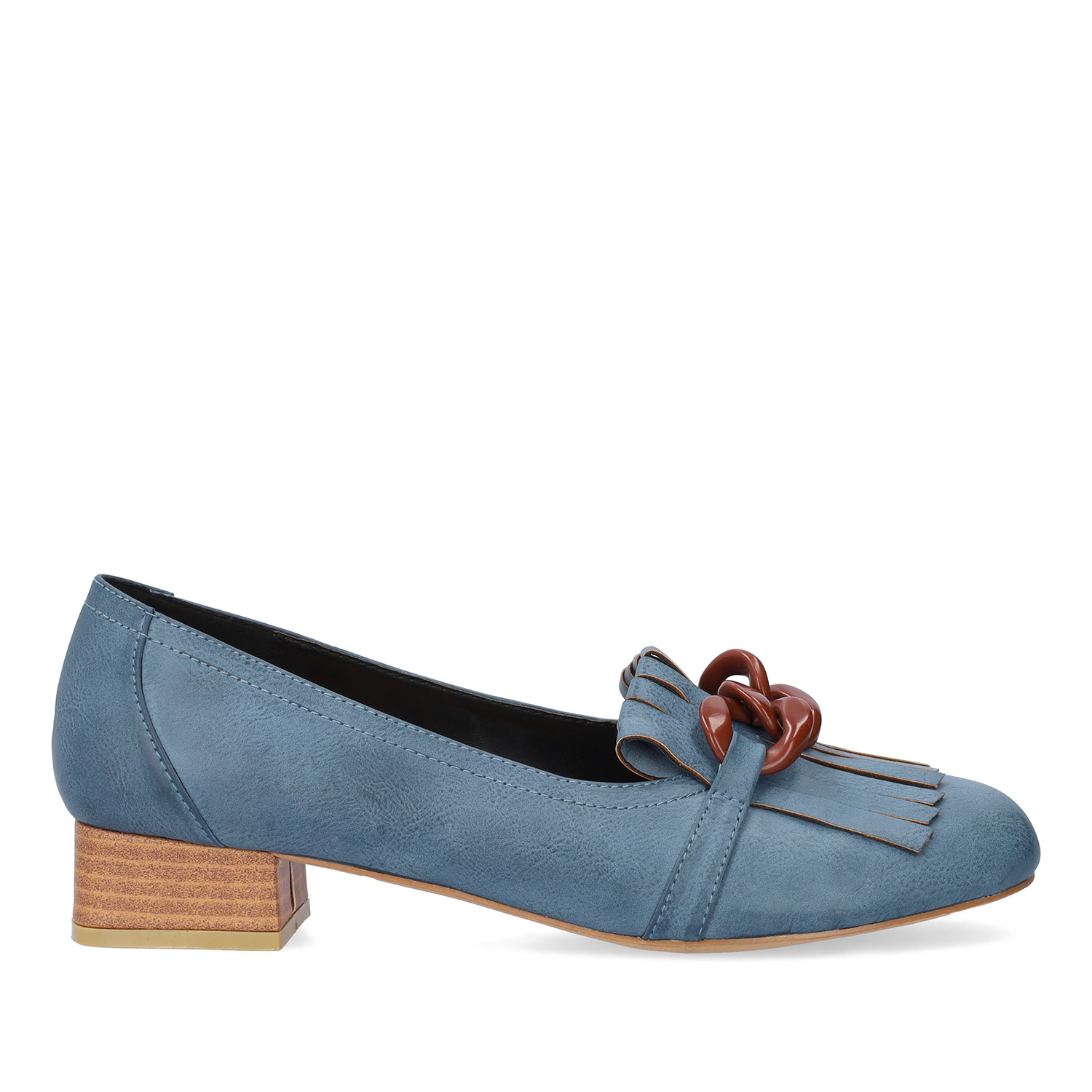 Loafer aus blauem Lederimitat mit Prägung