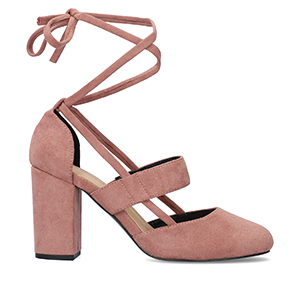 Heeled shoes in pink faux suede