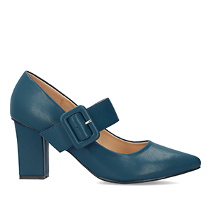 Classic pumps in blue faux leather