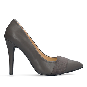Fine tip stilettos in grey faux leather