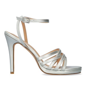 Silver soft high-heeled sandals