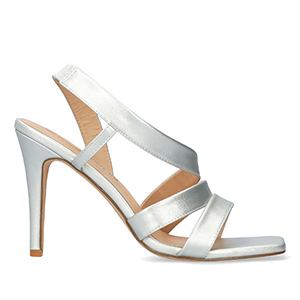 Silver soft color high-heeled sandals