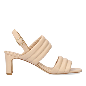 Soft off white mule with a thin block heel