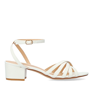 Squared heel sandal in white soft material