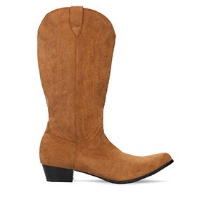 Brown suede cowboy boots