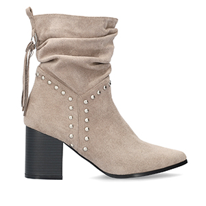 Grey faux suede cowboy high boots