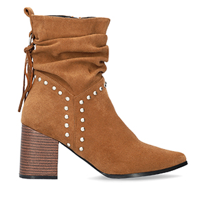 Brown faux suede cowboy high boots