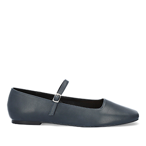 Flat navy ballerinas made in soft faux leather