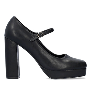 Schuh im Mary-Jane-Stil mit Absatz und Plateau in Softr schwarz-Farbe