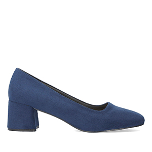 Navy faux suede heeled pumps