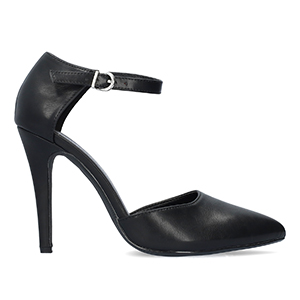 Black soft faux leather pumps