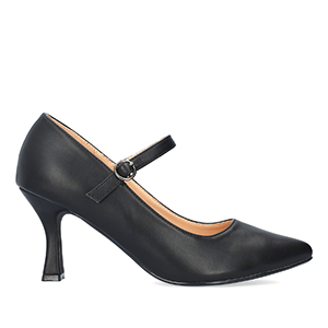 Mary Jane with kitten heel in soft black colour