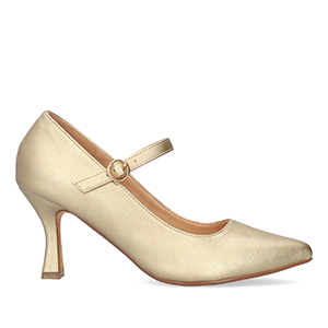 Mary Jane con tacón kitten heel en soft oro