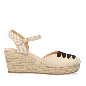 Beige suede espadrilles with jute wedge 