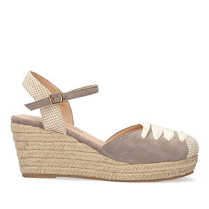 Grey suede espadrilles with jute wedge 