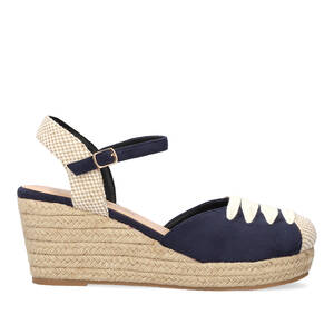 Navy suede espadrilles with jute wedge 