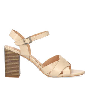 Square heeled soft nude colour sandal