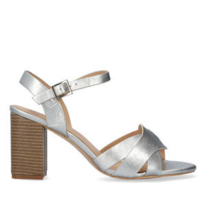 Square heeled soft silver colour sandal