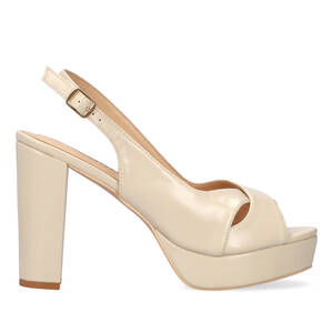 High heeled platform beige sandals