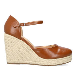 Brown soft espadrilles with jute wedge