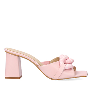 Pink leather heeled sandals
