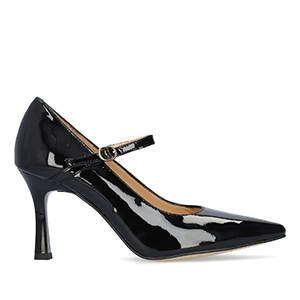 Black patent leather stiletto