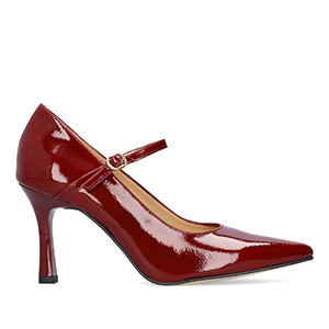 Burgundy patent leather stiletto