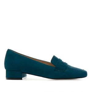 Moccasins in Blue Suede Leather