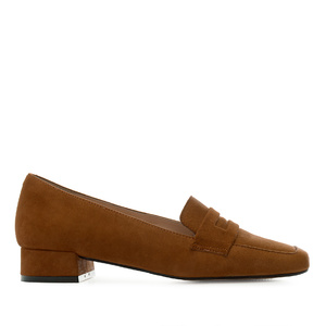 Moccasins in Red Brick Suede Leather