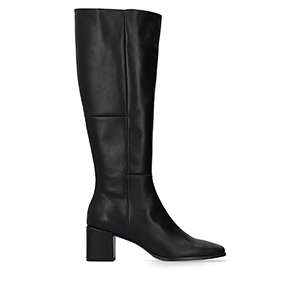 Knee-high black leather boots