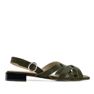 Sandals in Green Embossed Leather