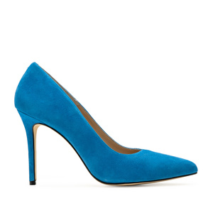 Zapato tacón de ante Azul