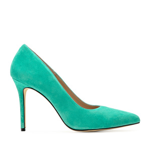 Heeled Shoes in Turquoise Suede