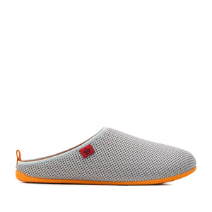 Spring/ Summer Unisex Slippers in Gray mesh with Orange outsole