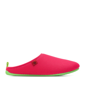 Spring/ Summer Unisex Slippers in Fuchsia mesh with Green outsole