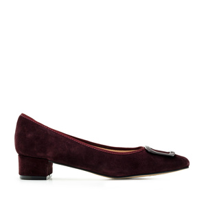 Heeled Shoes in Burgundy Split leather
