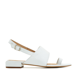 Toe Slingback Sandals in White Leather