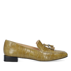 Olive Coco leather loafers
