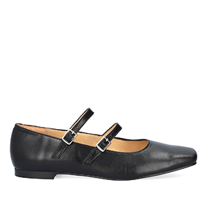 Ballerines plates en cuir noir