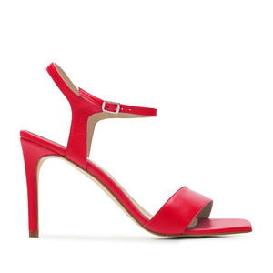 Ankle Stiletto Sandals in Fuchsia Leather