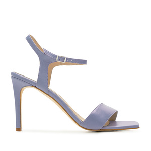 Ankle Stiletto Sandals in Purple Leather